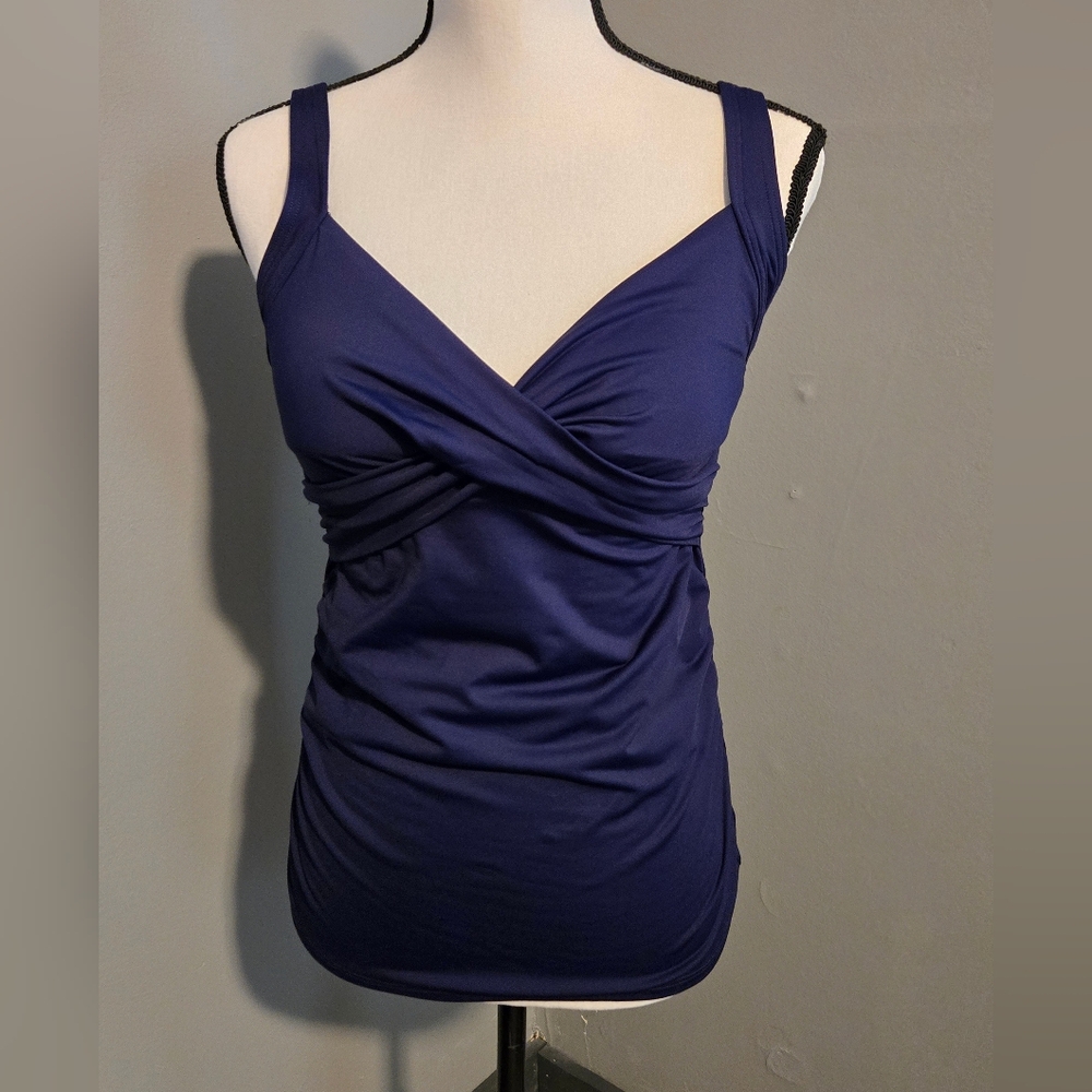 Lnwot Landsend Tank Swim Top Sz 6. Navy Blue, With Stay Put Liner. Adj Straps!
